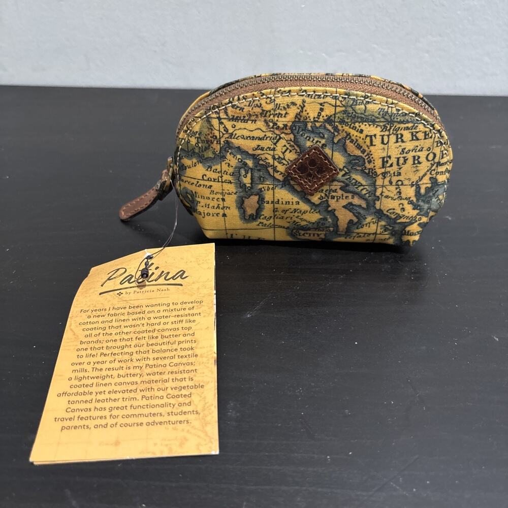 NEW PATRICIA NASH European Map Rosalie Coin Purse Zip Mini Pouch NL501999